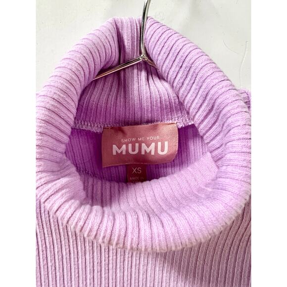 Show Me Your Mumu Turtleneck Layer Up Rib Knit Sweater Top Lilac Women's Size XS - Picture 3 of 5